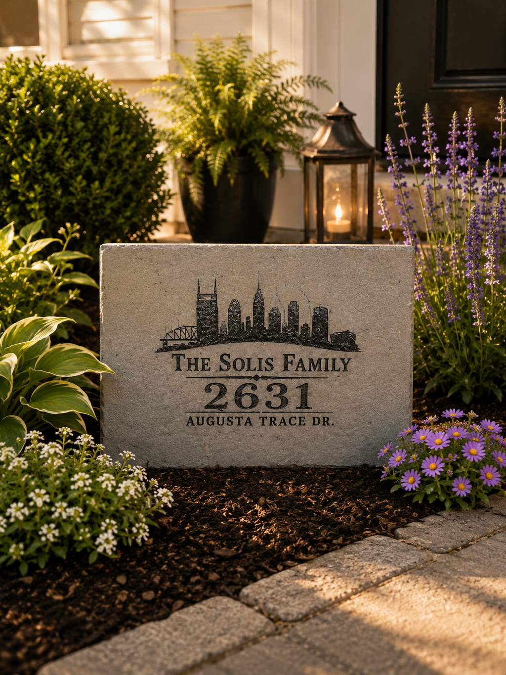 Custom Engraved Address Stone | Personalized House Number Marker | Natural Stone Address Sign | Family Name Plaque | Landscape & Garden Decor