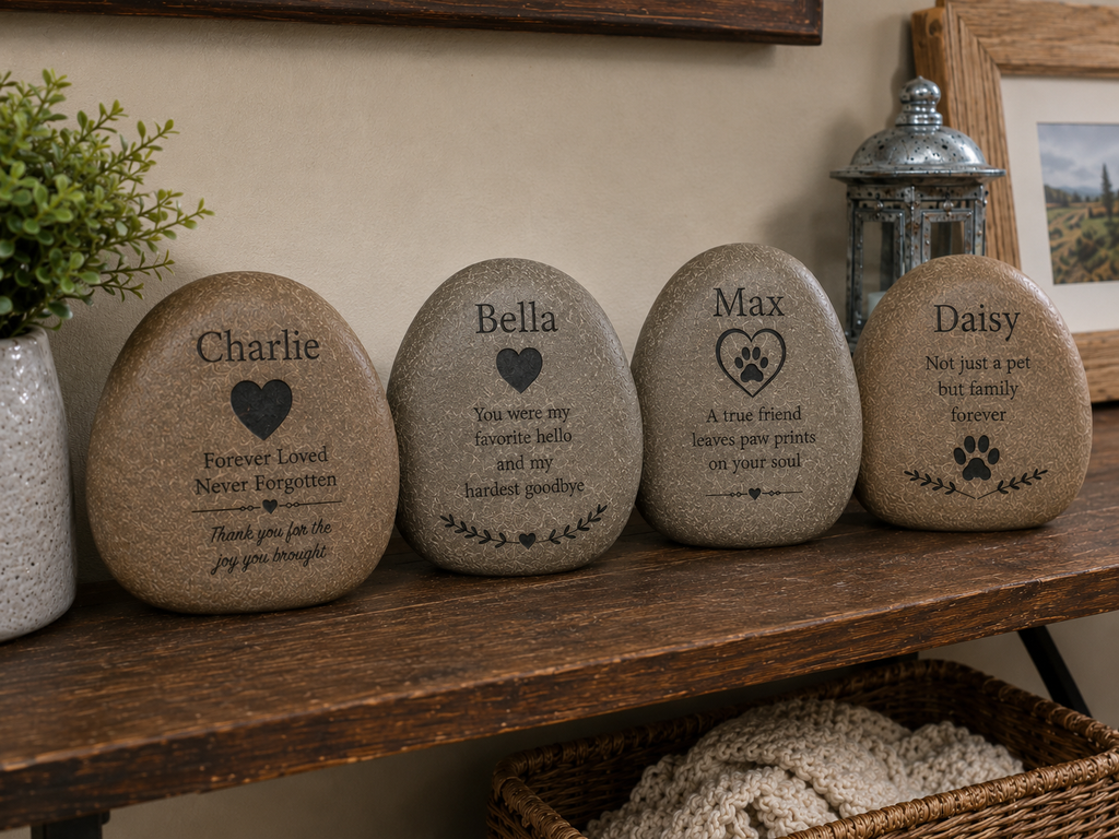 Fully Customizable Engraved Pet Memorial River Rock