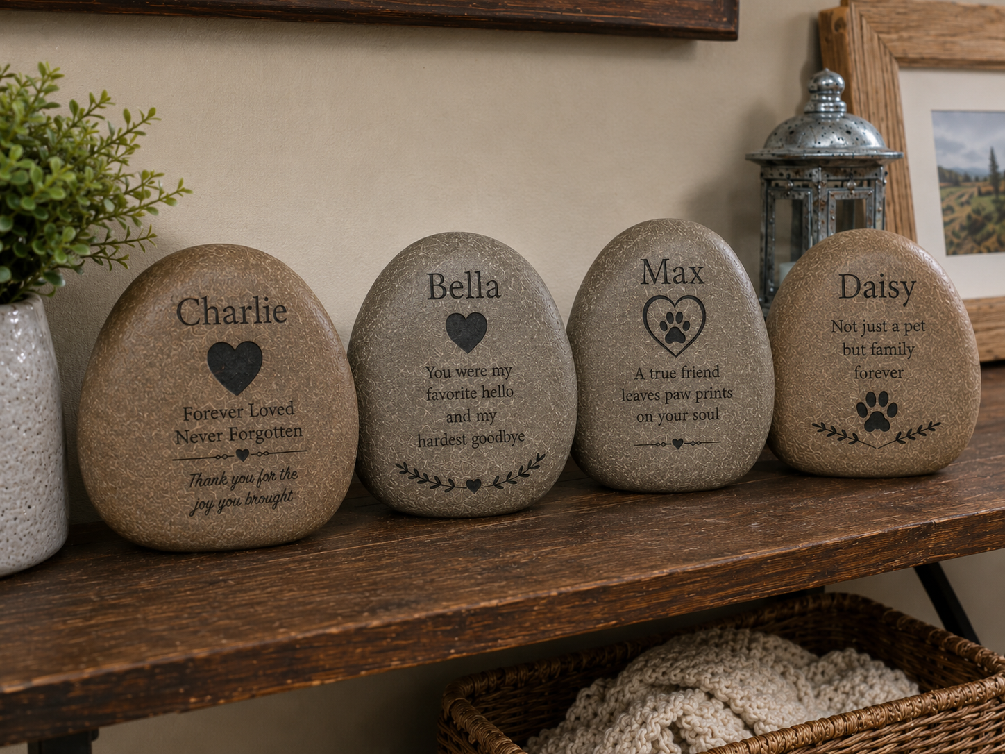 Fully Customizable Engraved Pet Memorial River Rock