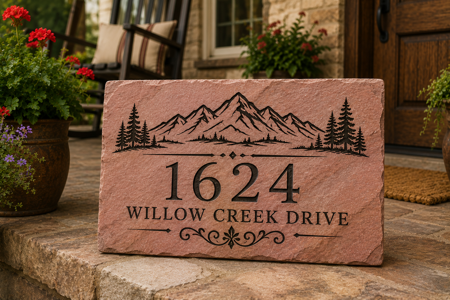Custom Engraved Address Stone | Personalized House Number Marker | Natural Stone Address Sign | Family Name Plaque | Landscape & Garden Decor