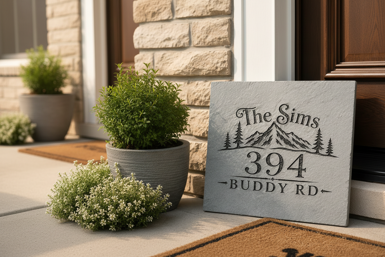 Custom Engraved Address Stone | Personalized House Number Marker | Natural Stone Address Sign | Family Name Plaque | Landscape & Garden Decor