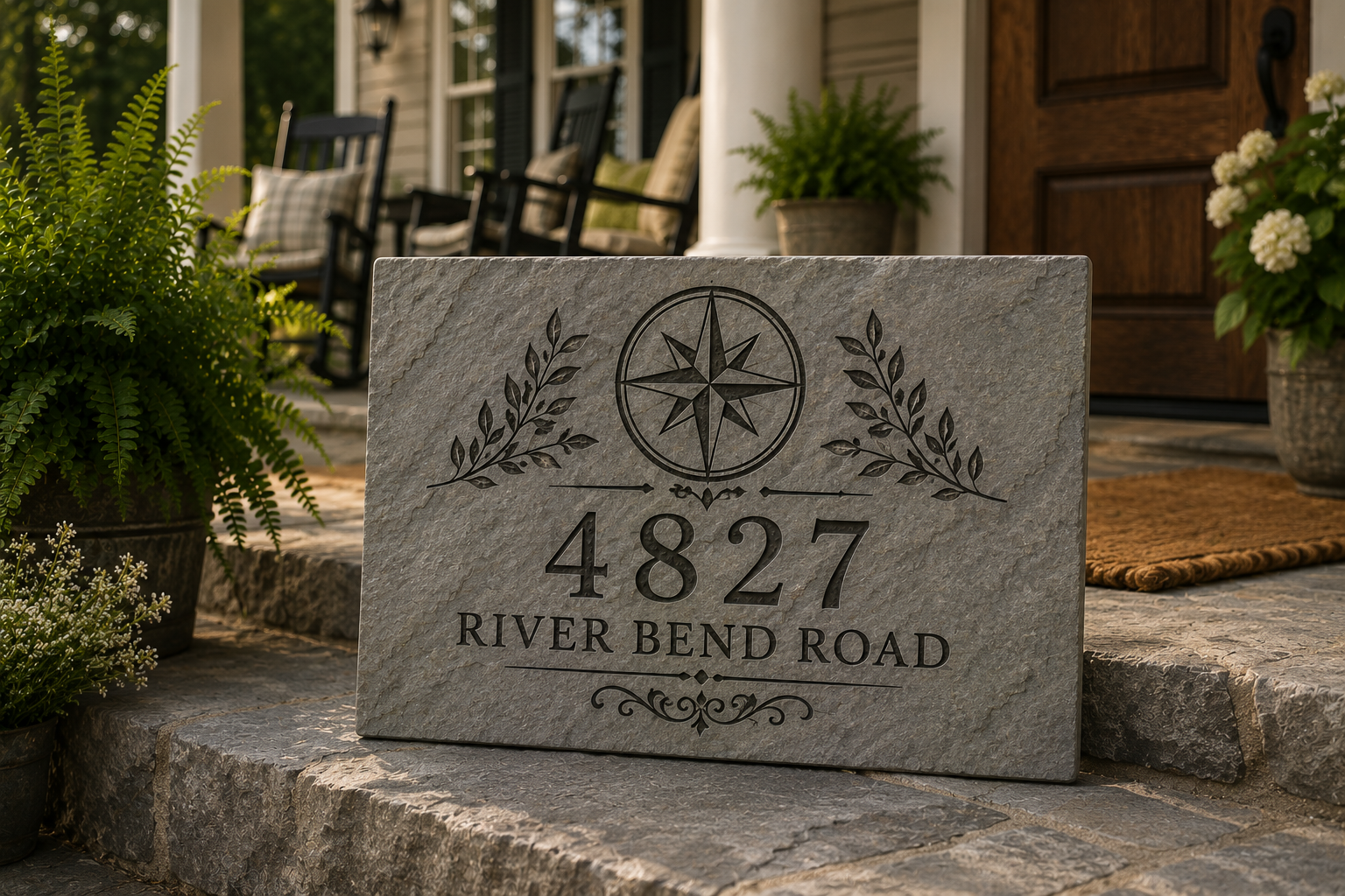 Custom Engraved Address Stone | Personalized House Number Marker | Natural Stone Address Sign | Family Name Plaque | Landscape & Garden Decor